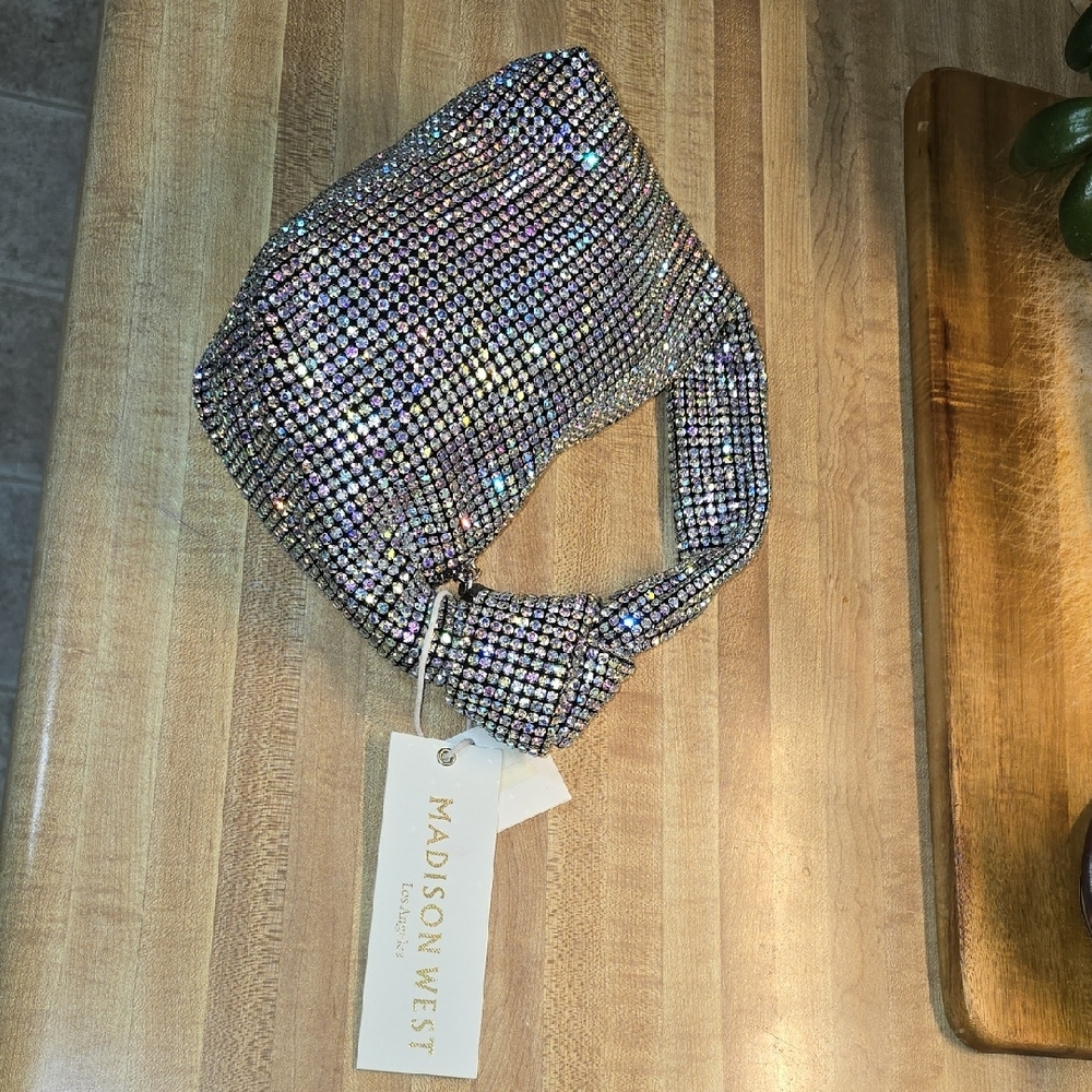 Madison West Sparkling Chainmail Rhinestone Evening Handbag NWT - Picture 4 of 7